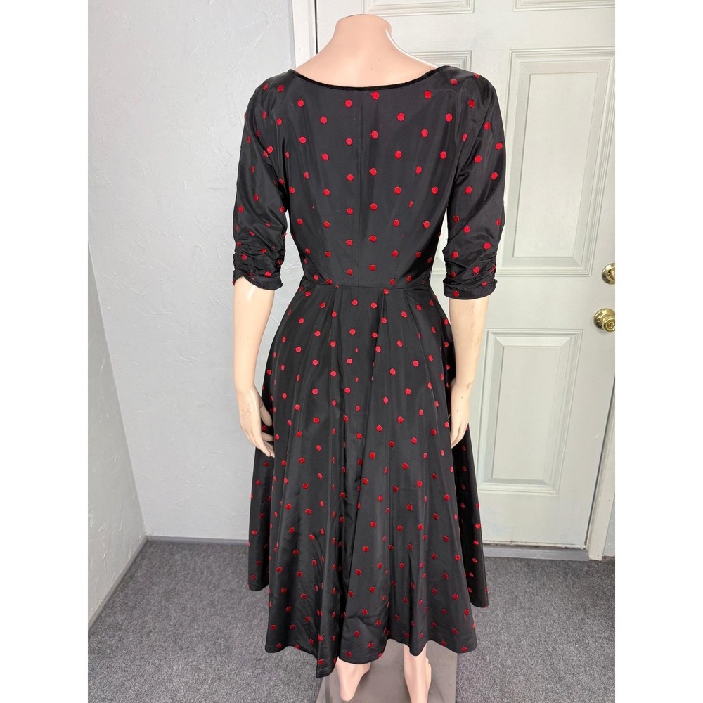 Vintage 50s Party Dress 10 Acetate Polka Dot Side Metal Zip Formal Evening TT9 - Picture 6 of 8